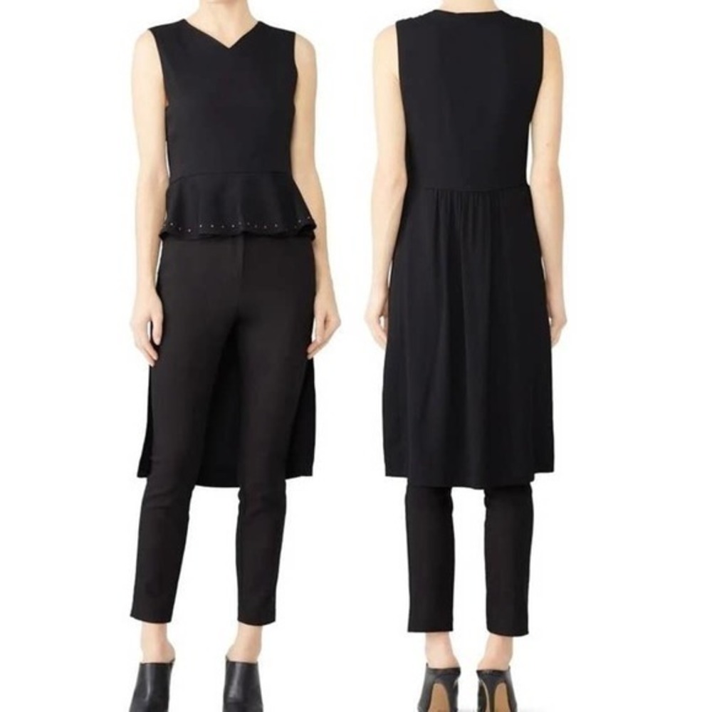 See by Chloé Black Sleeveless High Low Studded Peplum Top